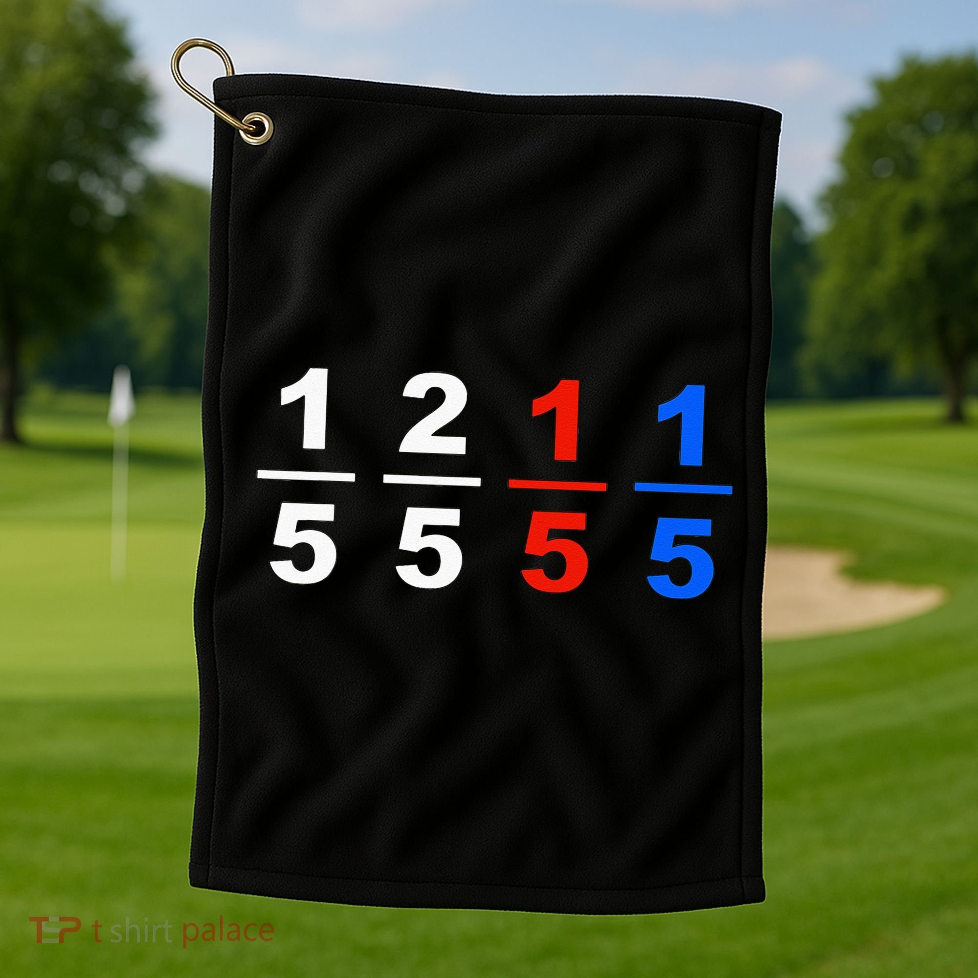 One Fifth Two Fifth Red Fifth Blue Fifth Funny Math Humor Golf Towel