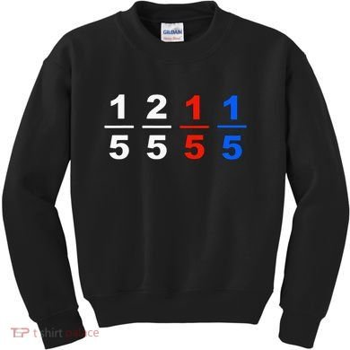 One Fifth Two Fifth Red Fifth Blue Fifth Funny Math Humor Kids Sweatshirt