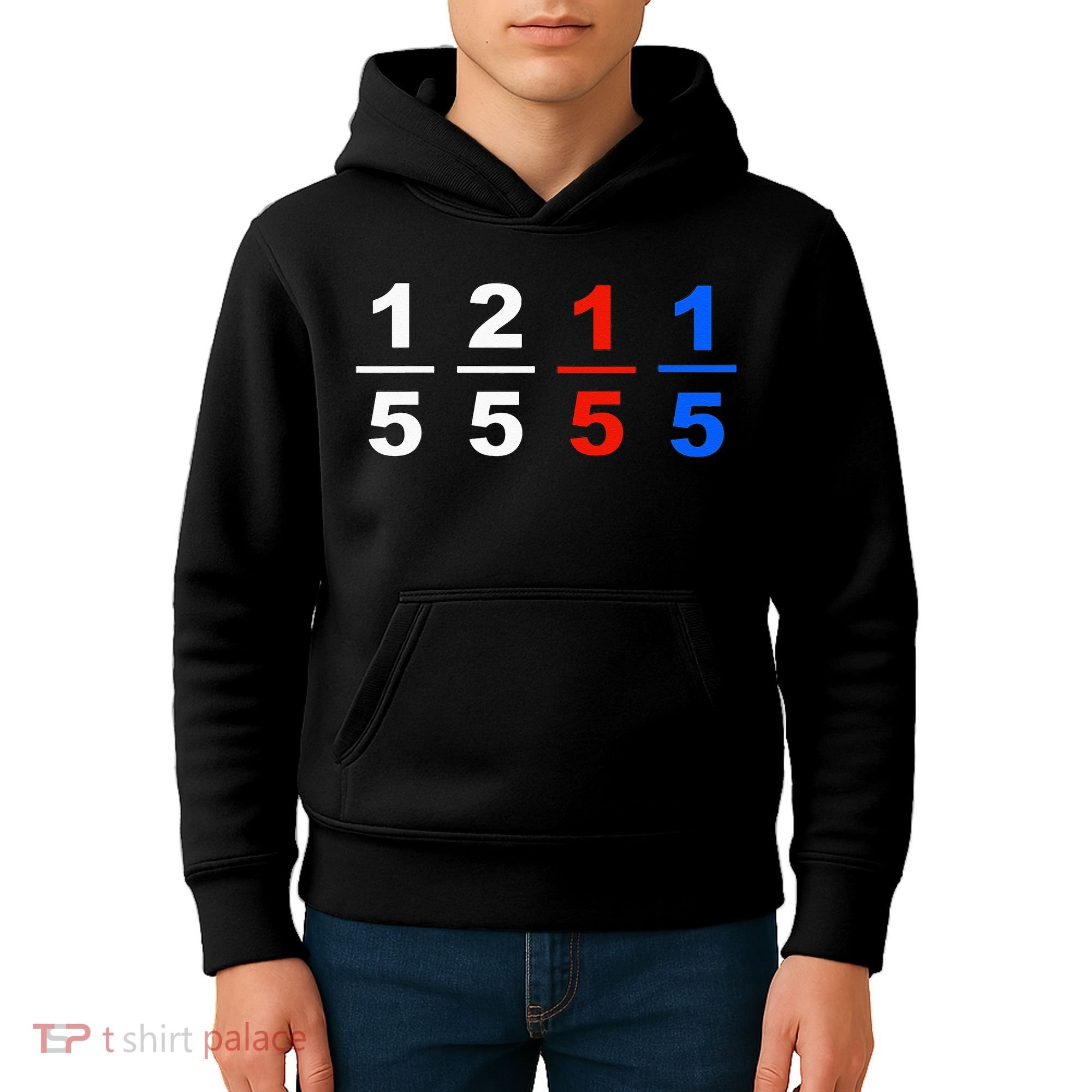 One Fifth Two Fifth Red Fifth Blue Fifth Funny Math Humor Kids Hoodie
