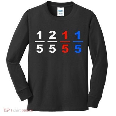 One Fifth Two Fifth Red Fifth Blue Fifth Funny Math Humor Kids Long Sleeve Shirt