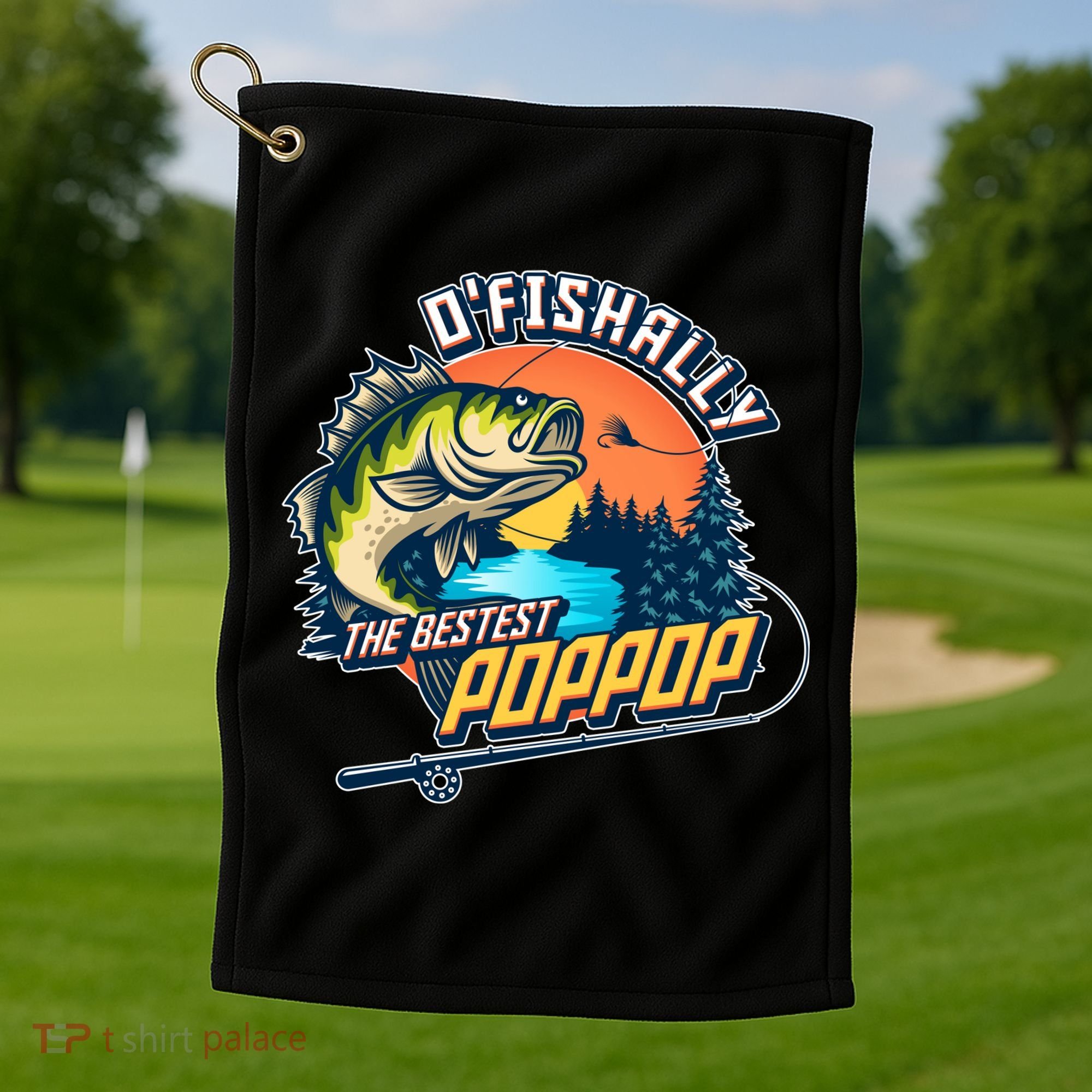 O Fishally The Bestest PopPop Golf Towel