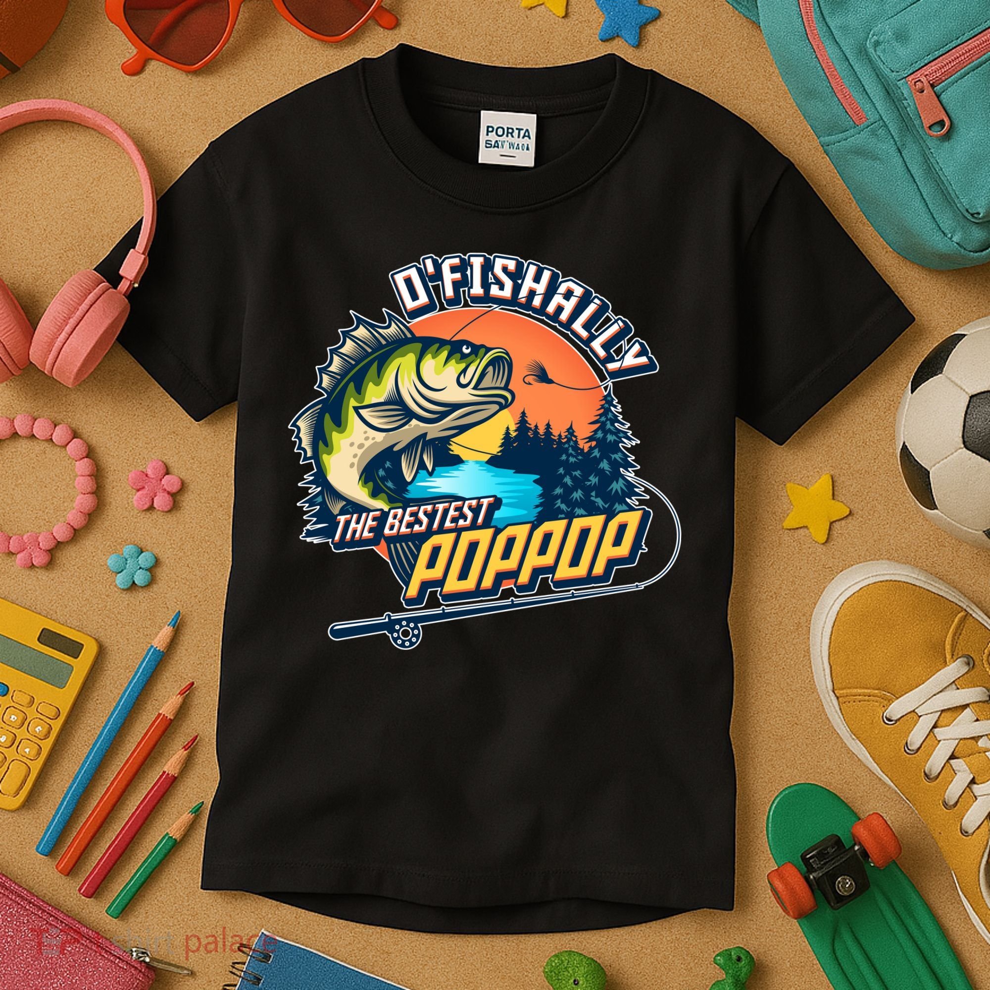 O Fishally The Bestest PopPop Kids T-Shirt