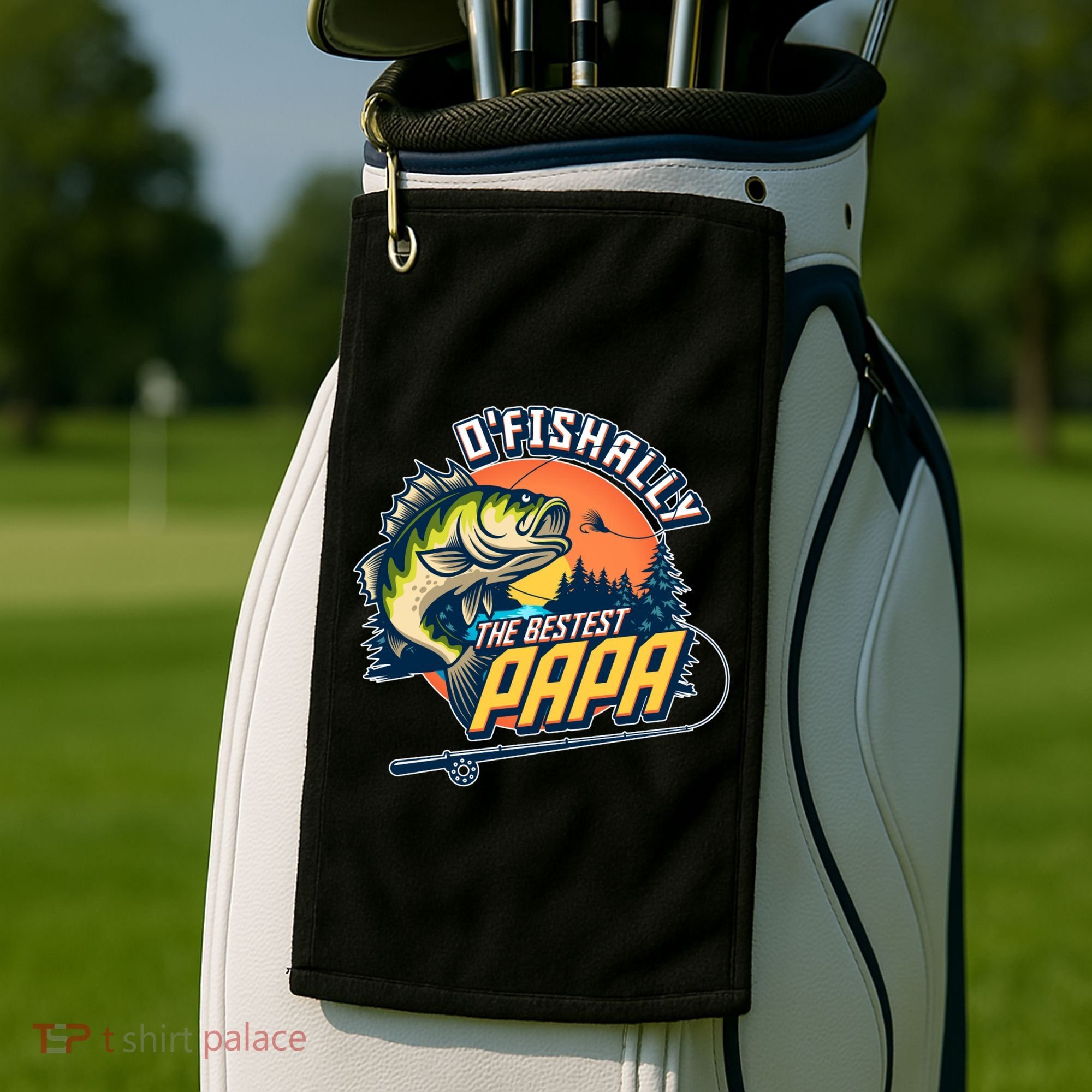 O Fishally The Bestest Papa Golf Towel