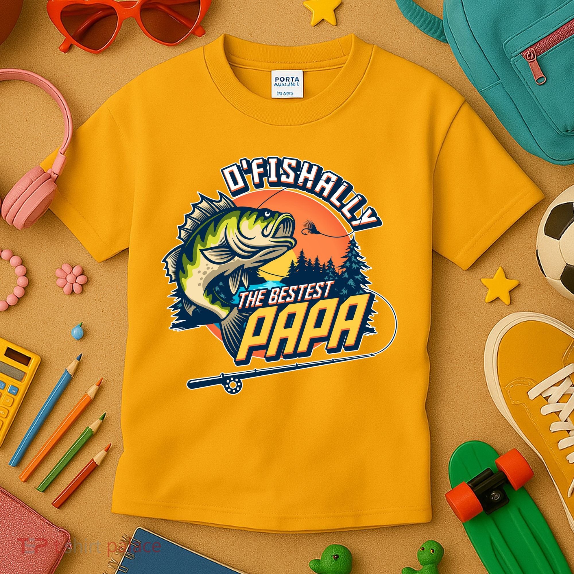 O Fishally The Bestest Papa Kids T-Shirt