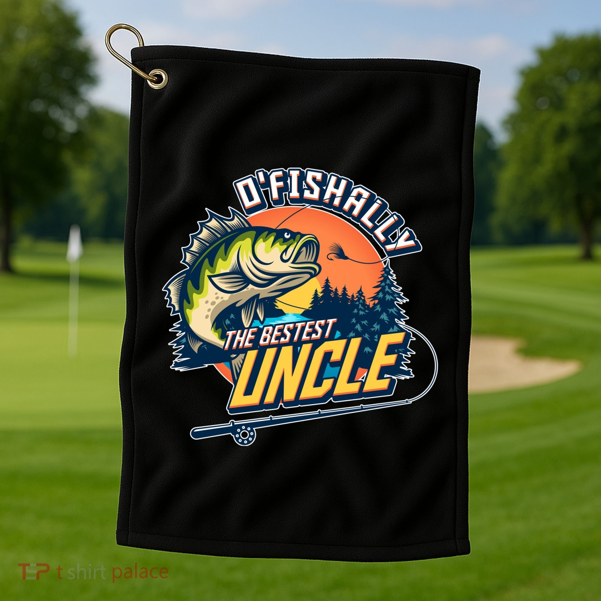 O Fishally The Bestest Uncle Golf Towel