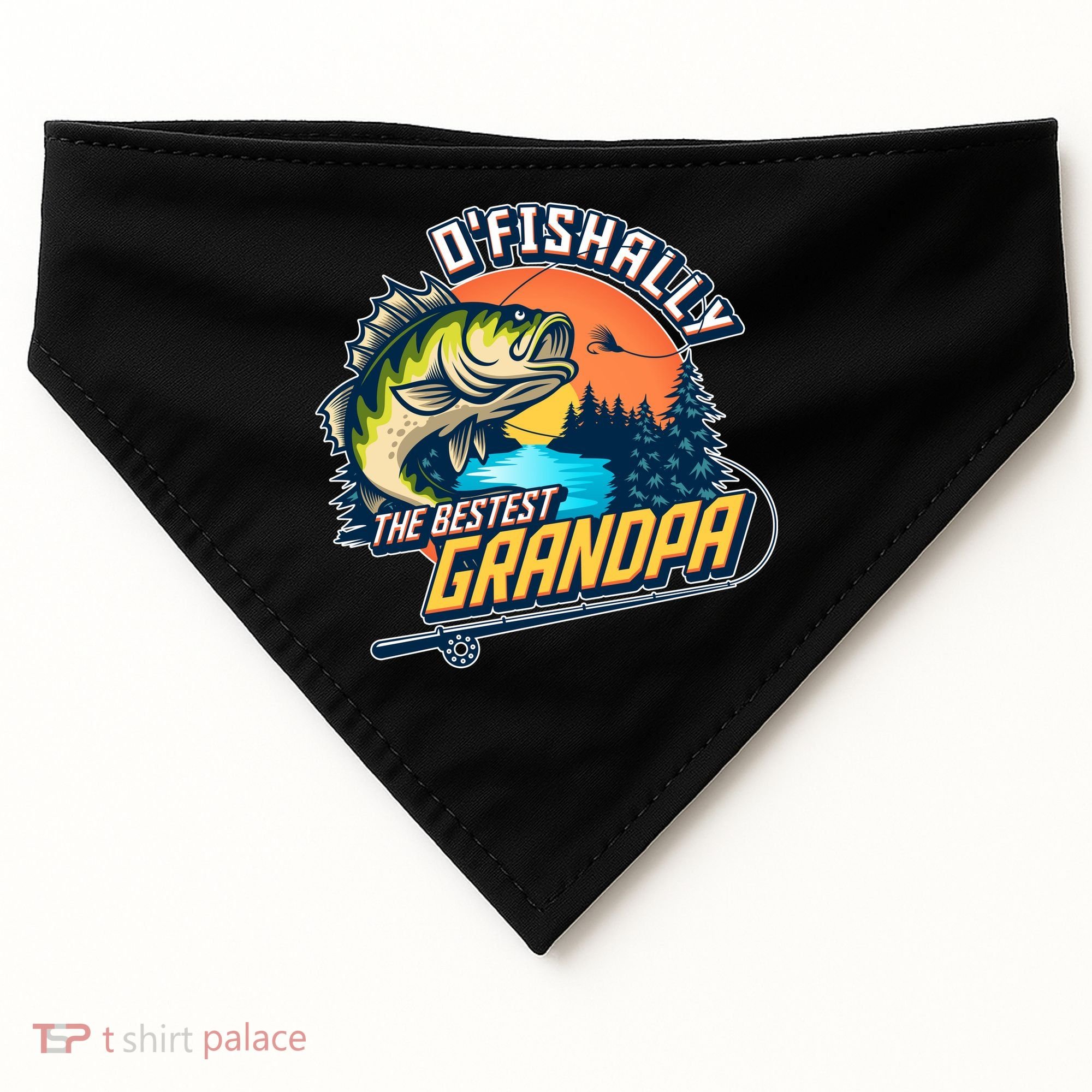 O Fishally The Bestest Grandpa USA-Made Doggie Bandana