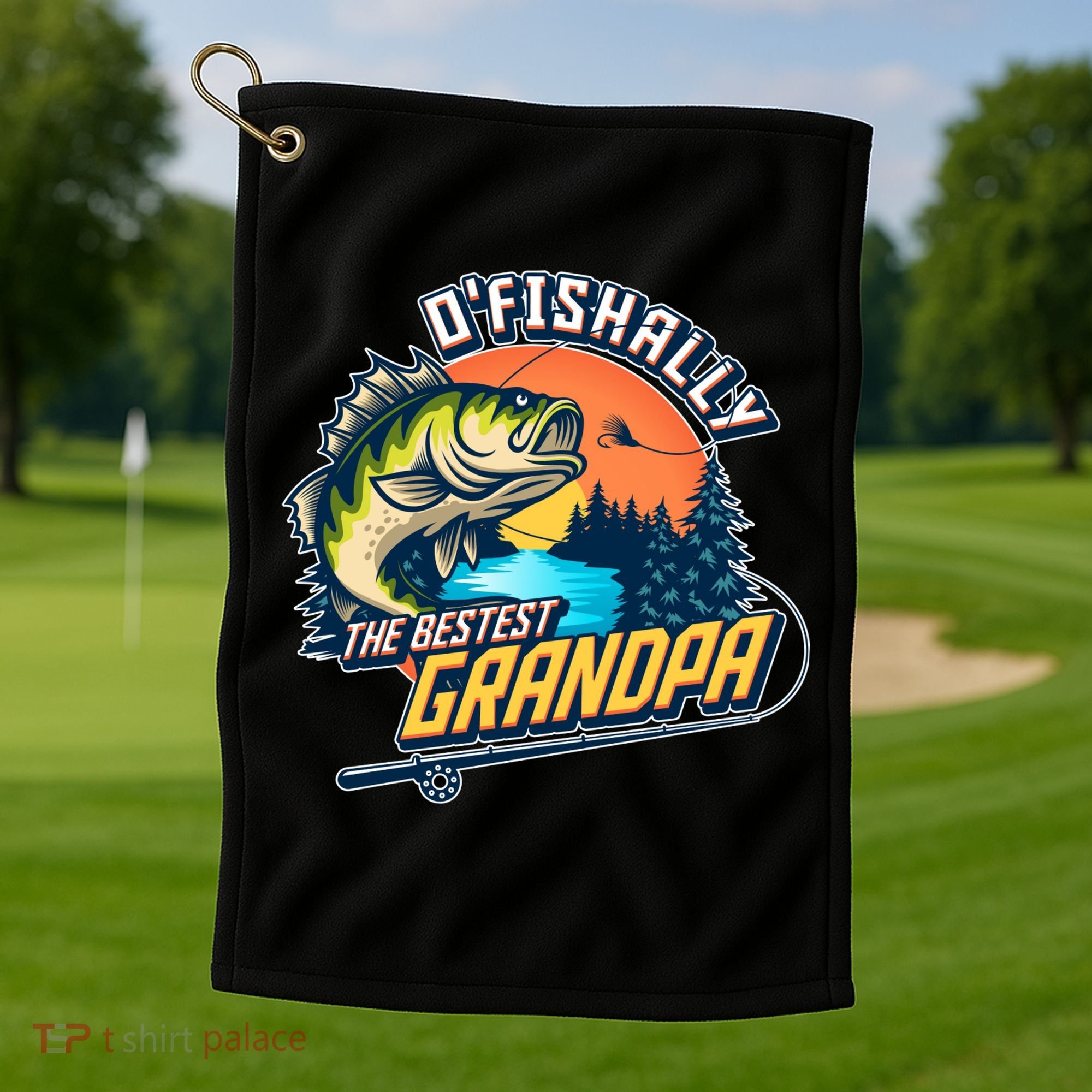 O Fishally The Bestest Grandpa Golf Towel