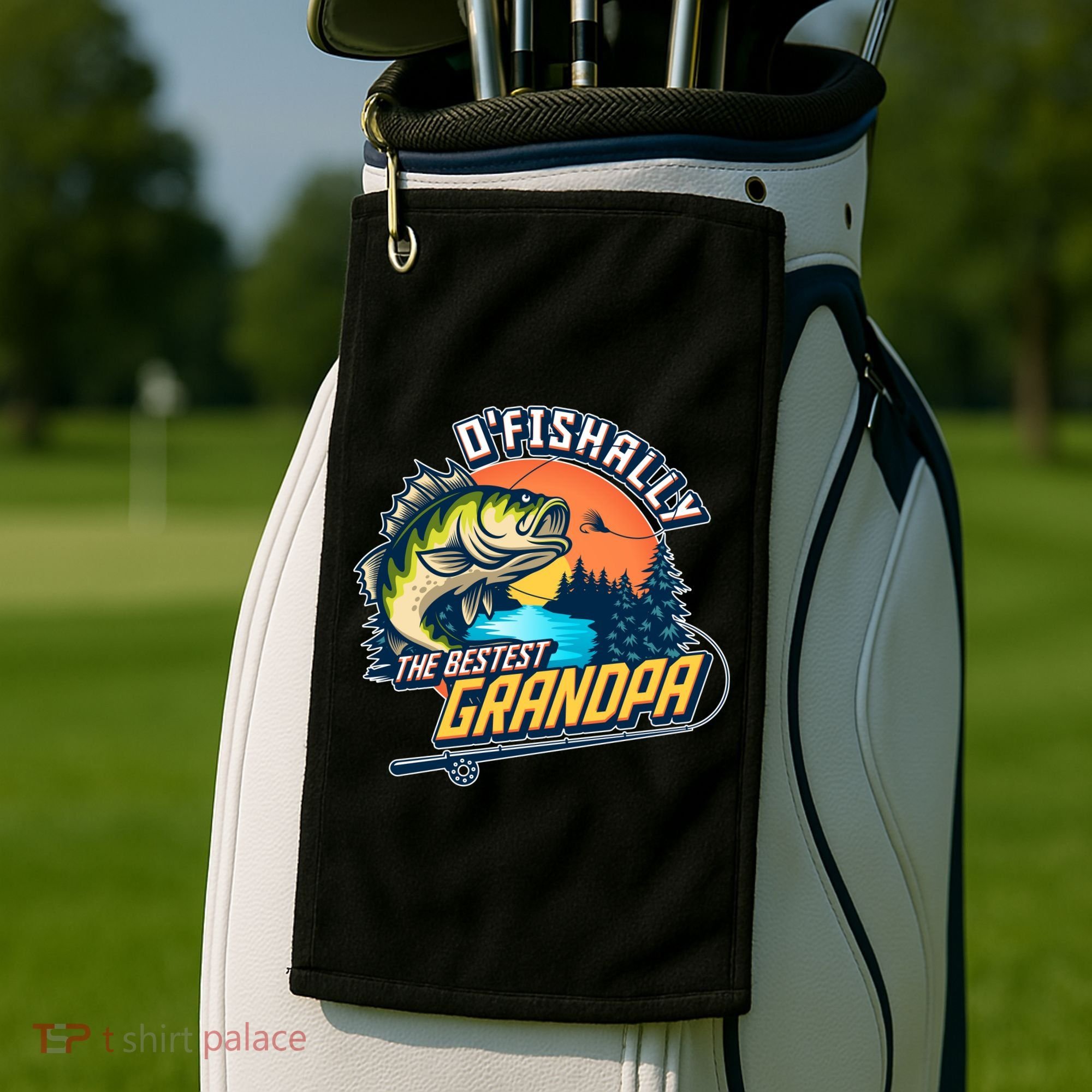 O Fishally The Bestest Grandpa Golf Towel