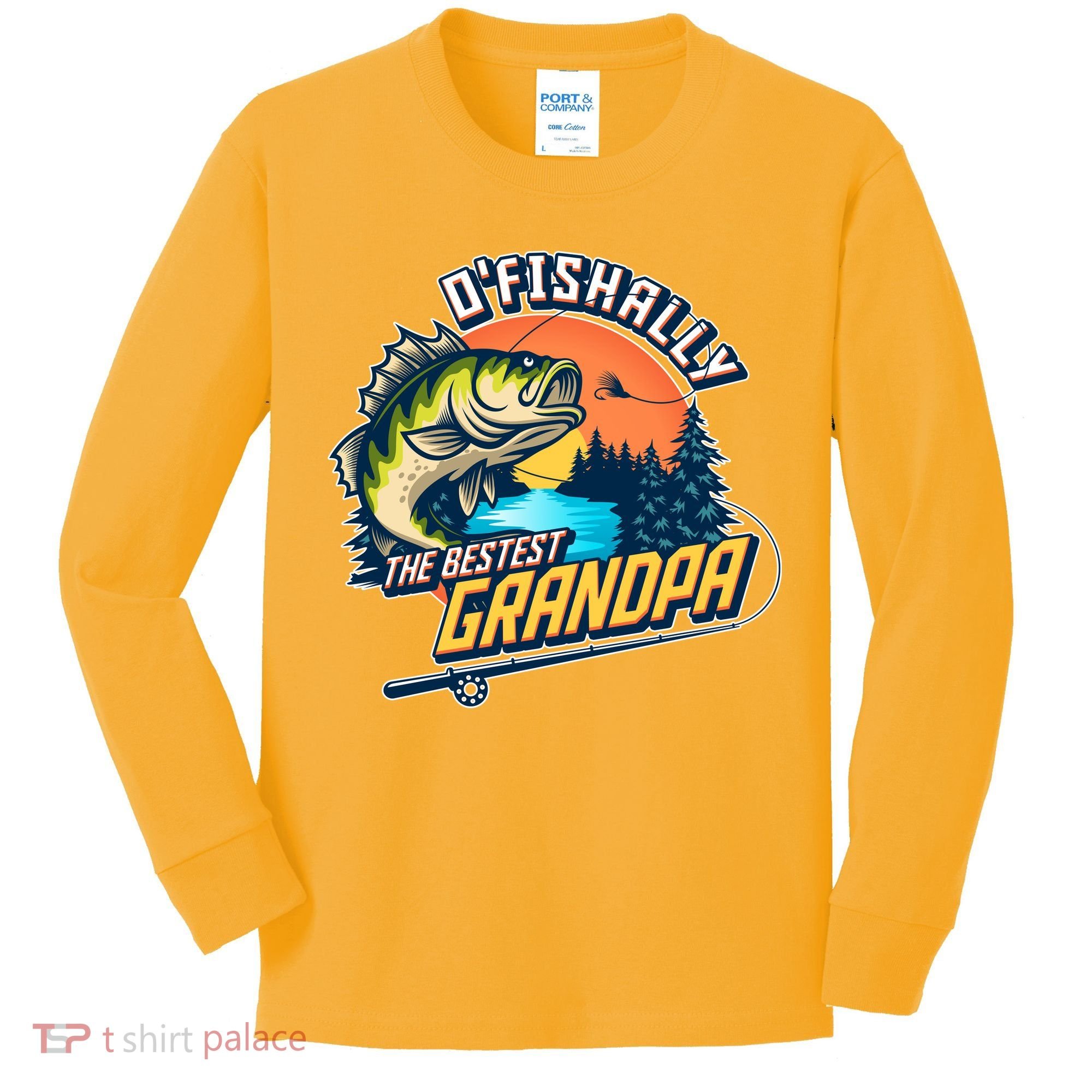 O Fishally The Bestest Grandpa Kids Long Sleeve Shirt