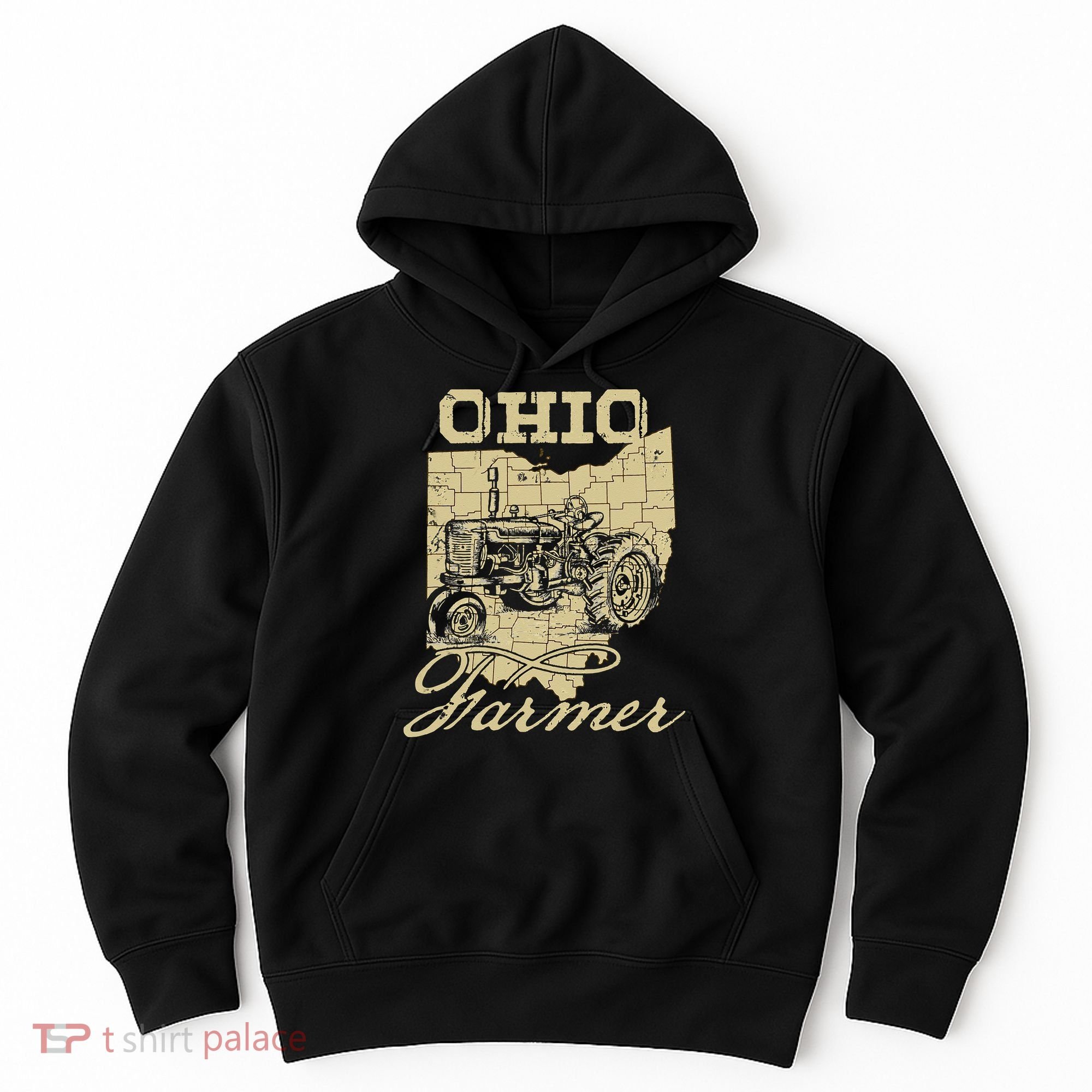 Ohio Farmer Tractor Lover State Map Farming Local Farmer Hoodie