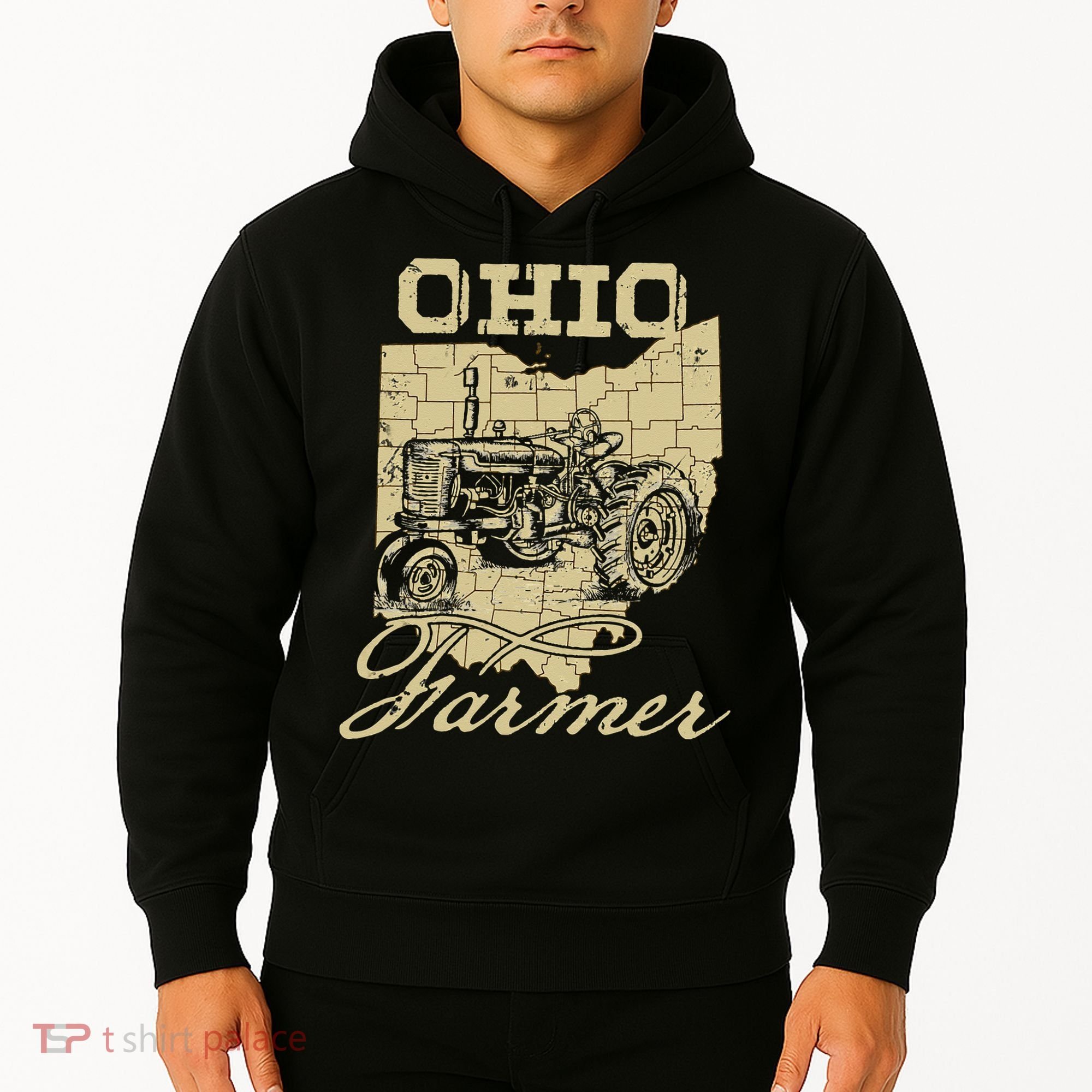Ohio Farmer Tractor Lover State Map Farming Local Farmer Hoodie