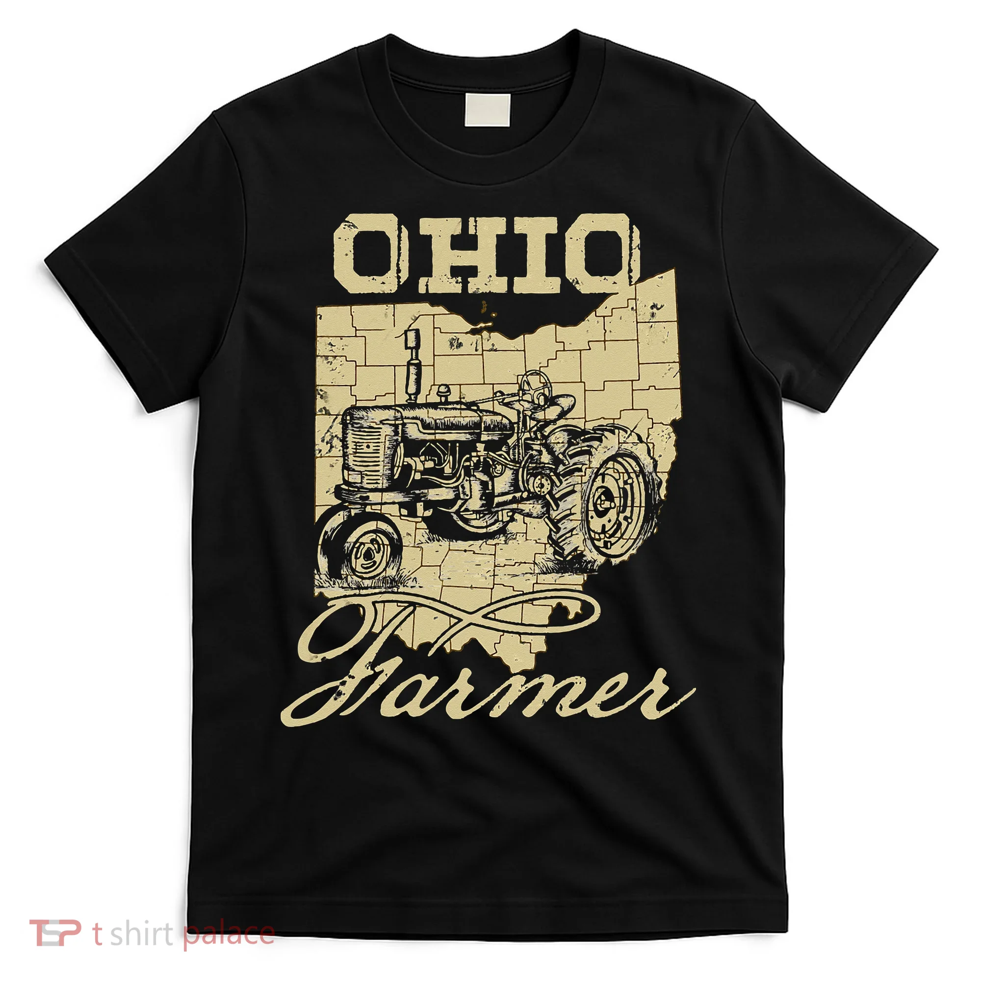 Ohio Farmer Tractor Lover State Map Farming Local Farmer T-Shirt
