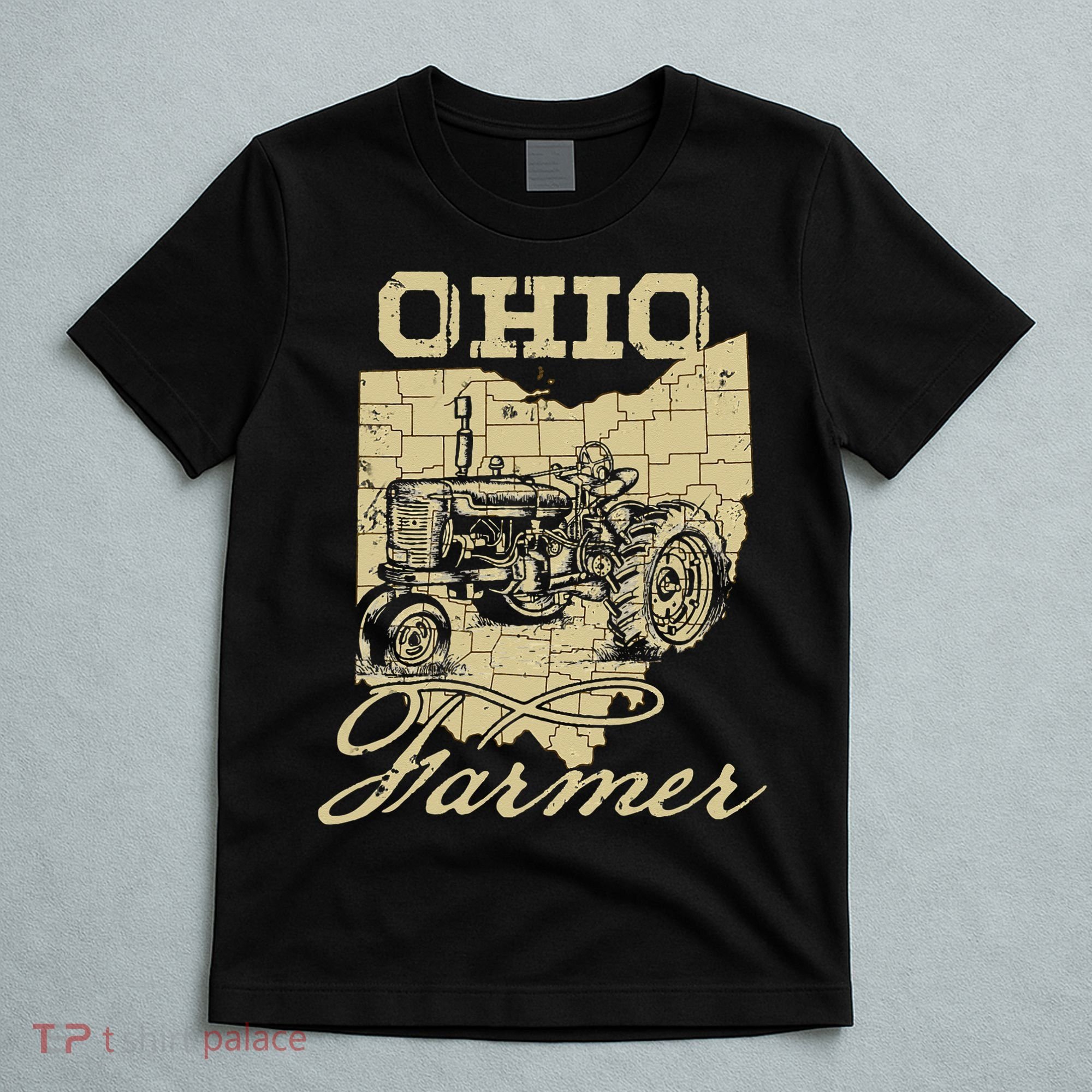 Ohio Farmer Tractor Lover State Map Farming Local Farmer T-Shirt