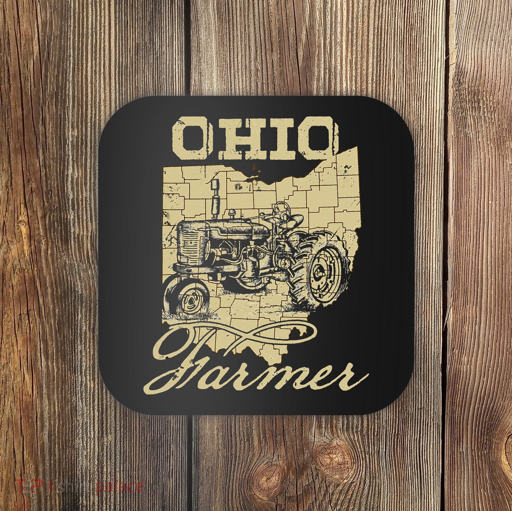 Ohio Farmer Tractor Lover State Map Farming Local Farmer Coaster
