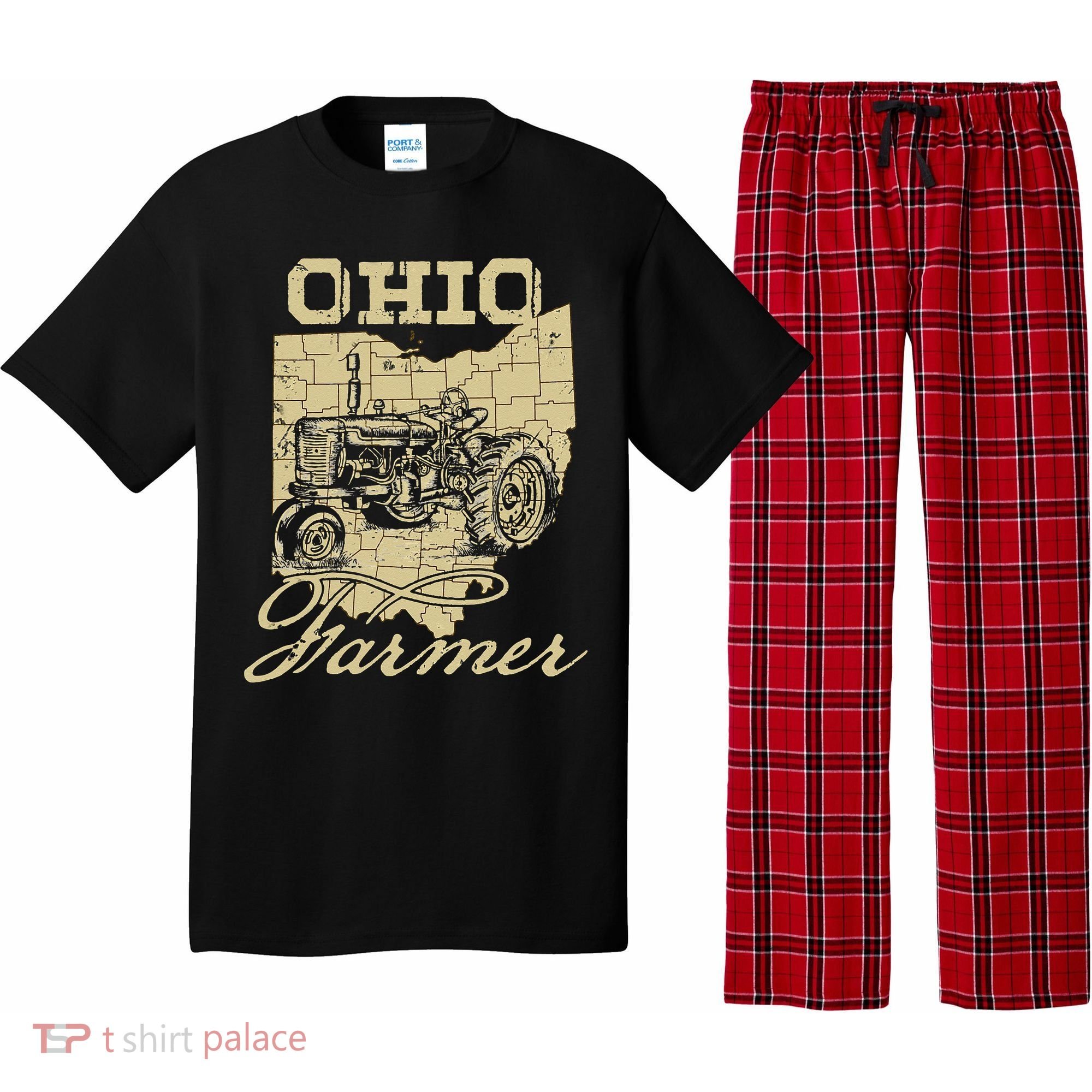 Ohio Farmer Tractor Lover State Map Farming Local Farmer Pajama Set