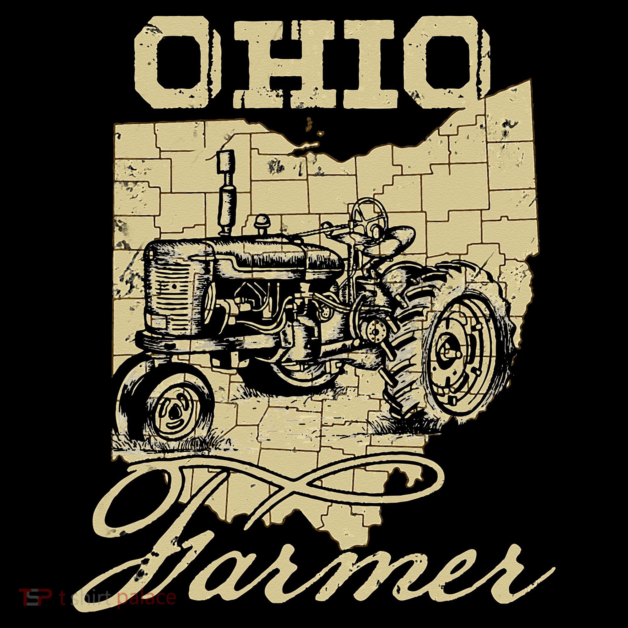 Ohio Farmer Tractor Lover State Map Farming Local Farmer Women's Tank Top