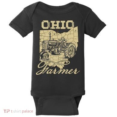 Ohio Farmer Tractor Lover State Map Farming Local Farmer Baby Bodysuit