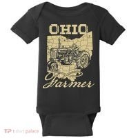 Ohio Farmer Tractor Lover State Map Farming Local Farmer Baby Bodysuit thumb 0