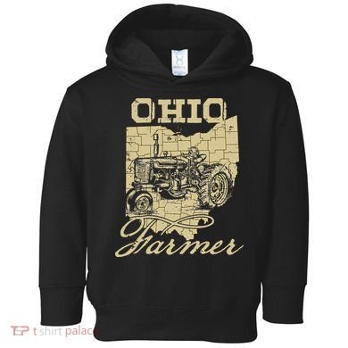 Ohio Farmer Tractor Lover State Map Farming Local Farmer Toddler Hoodie