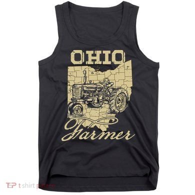 Ohio Farmer Tractor Lover State Map Farming Local Farmer Tank Top