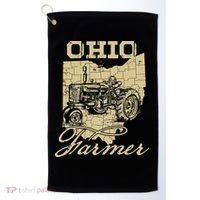 Ohio Farmer Tractor Lover State Map Farming Local Farmer Golf Towel thumb 0