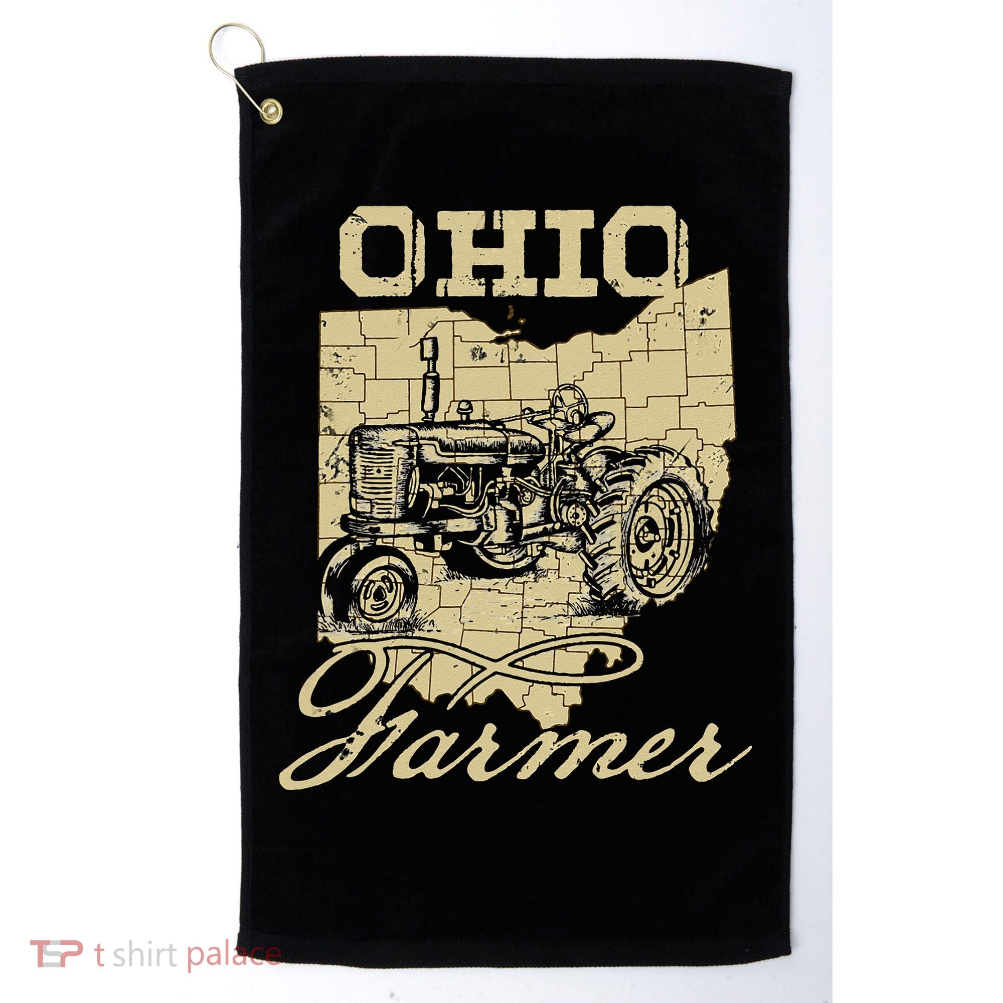 Ohio Farmer Tractor Lover State Map Farming Local Farmer Golf Towel