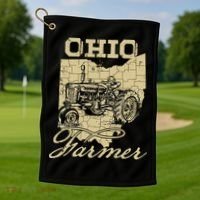 Ohio Farmer Tractor Lover State Map Farming Local Farmer Golf Towel thumb 1