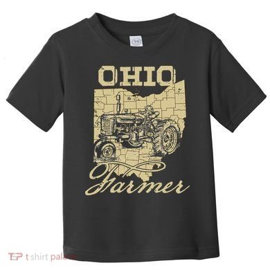 Ohio Farmer Tractor Lover State Map Farming Local Farmer Toddler T-Shirt
