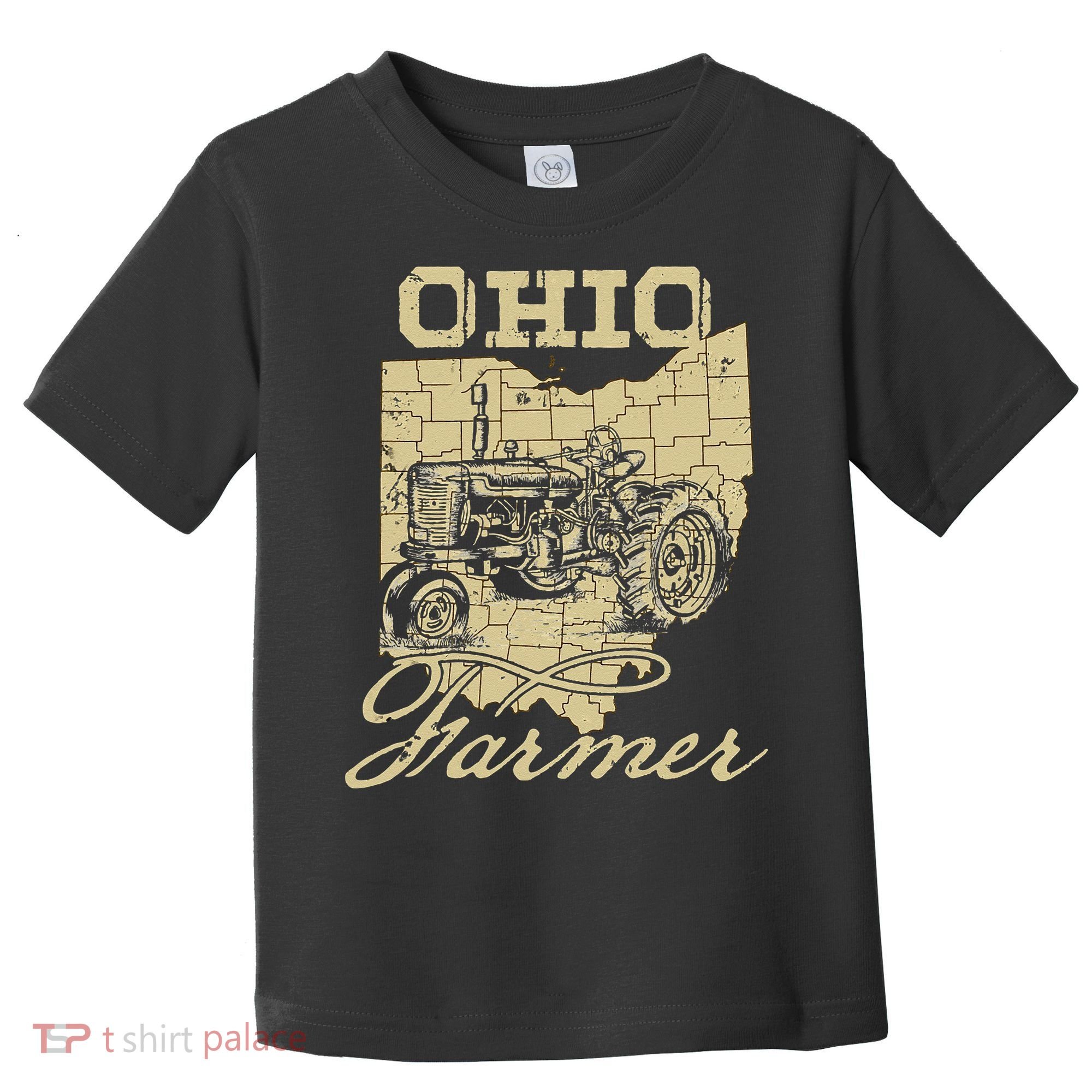 Ohio Farmer Tractor Lover State Map Farming Local Farmer Toddler T-Shirt
