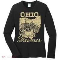 Ohio Farmer Tractor Lover State Map Farming Local Farmer Women's Long Sleeve Shirt thumb 0