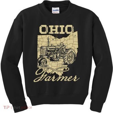 Ohio Farmer Tractor Lover State Map Farming Local Farmer Kids Sweatshirt