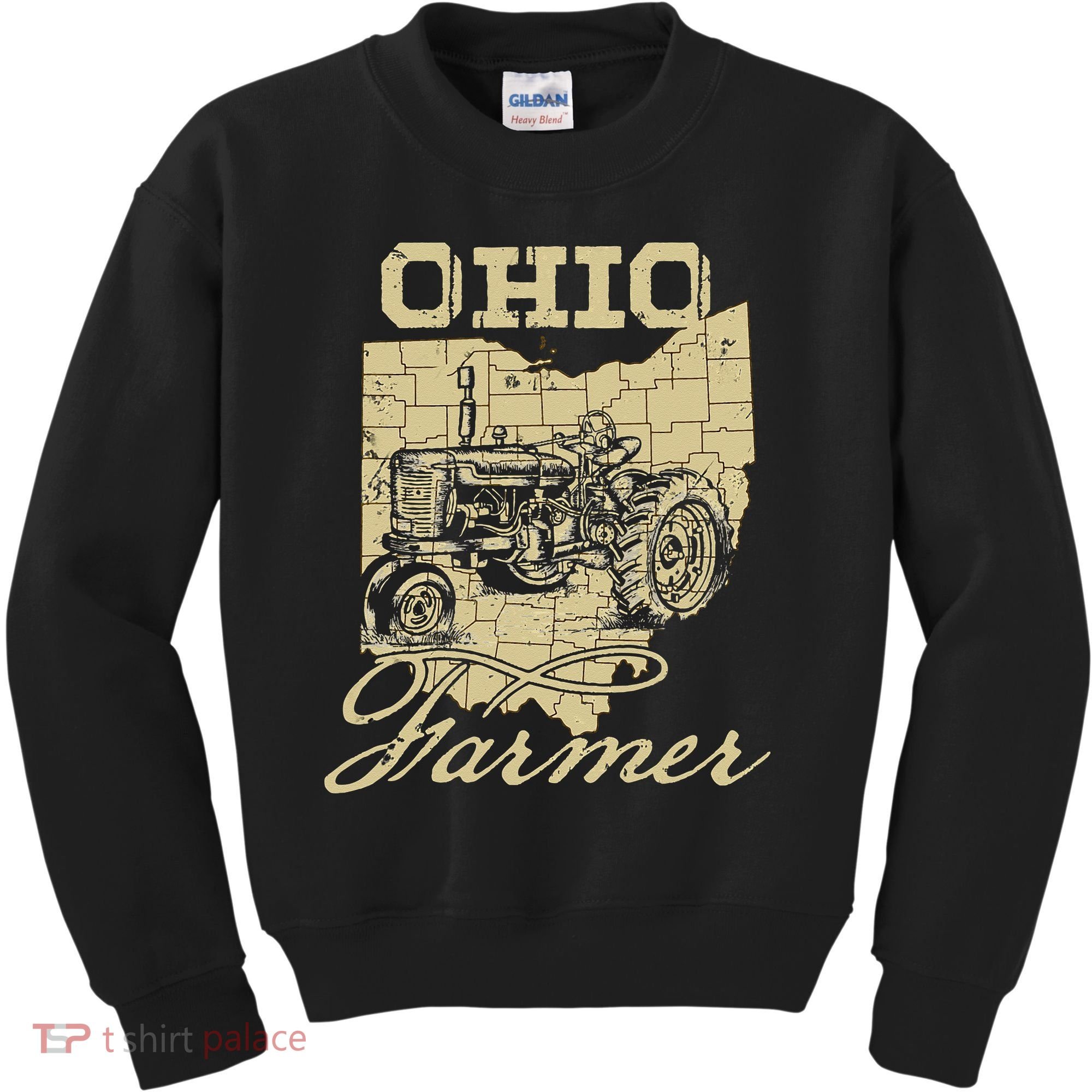 Ohio Farmer Tractor Lover State Map Farming Local Farmer Kids Sweatshirt