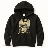 Ohio Farmer Tractor Lover State Map Farming Local Farmer Kids Hoodie thumb 0