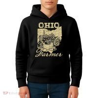 Ohio Farmer Tractor Lover State Map Farming Local Farmer Kids Hoodie thumb 4