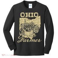 Ohio Farmer Tractor Lover State Map Farming Local Farmer Kids Long Sleeve Shirt thumb 0
