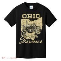 Ohio Farmer Tractor Lover State Map Farming Local Farmer Kids T-Shirt thumb 0