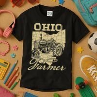 Ohio Farmer Tractor Lover State Map Farming Local Farmer Kids T-Shirt thumb 3
