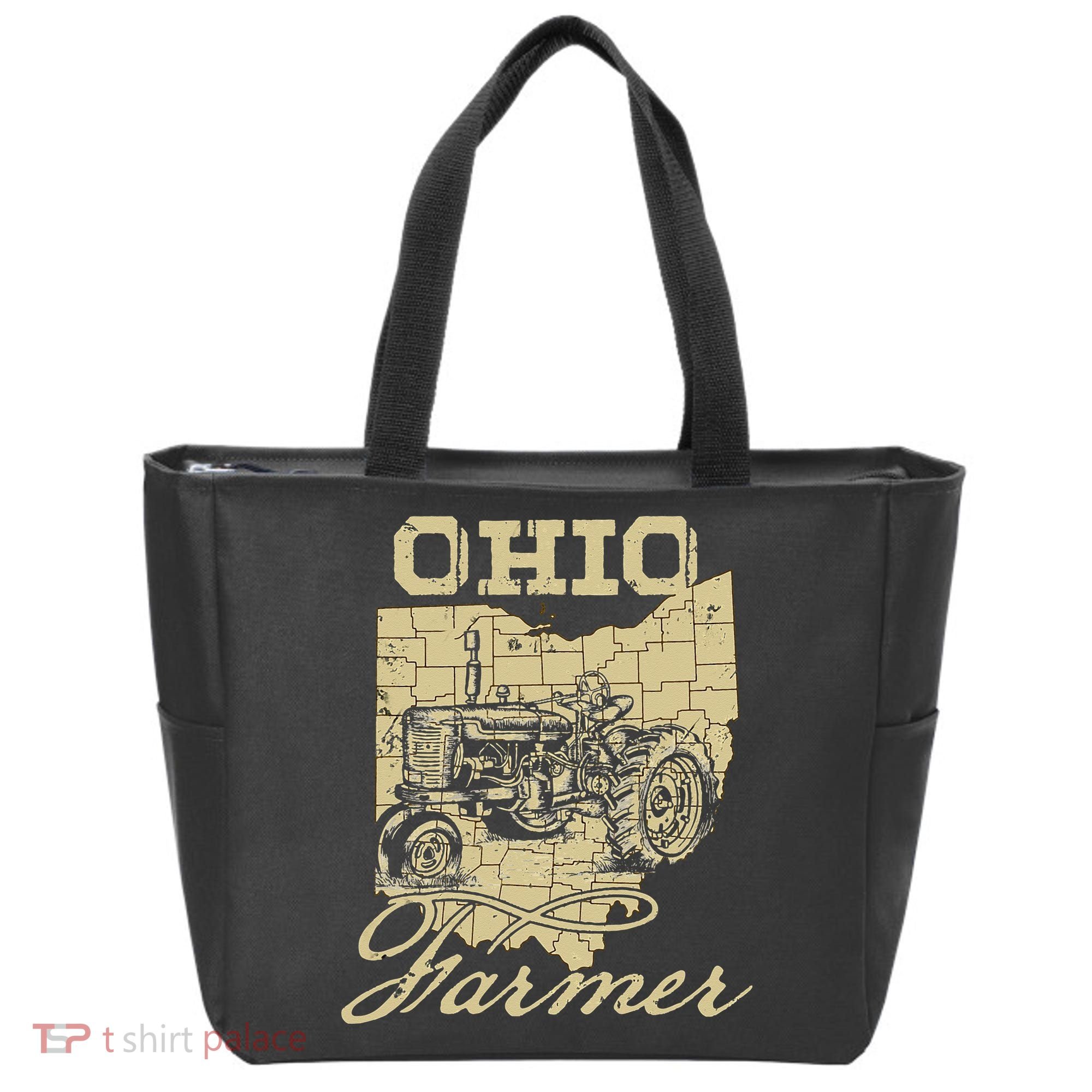 Ohio Farmer Tractor Lover State Map Farming Local Farmer Tote Bag