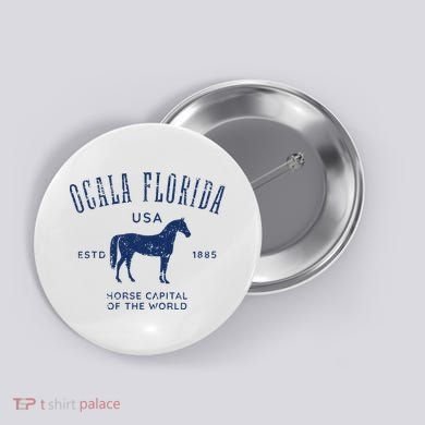 Ocala Florida Usa Horse Capital Distressed Equestrian Design Button
