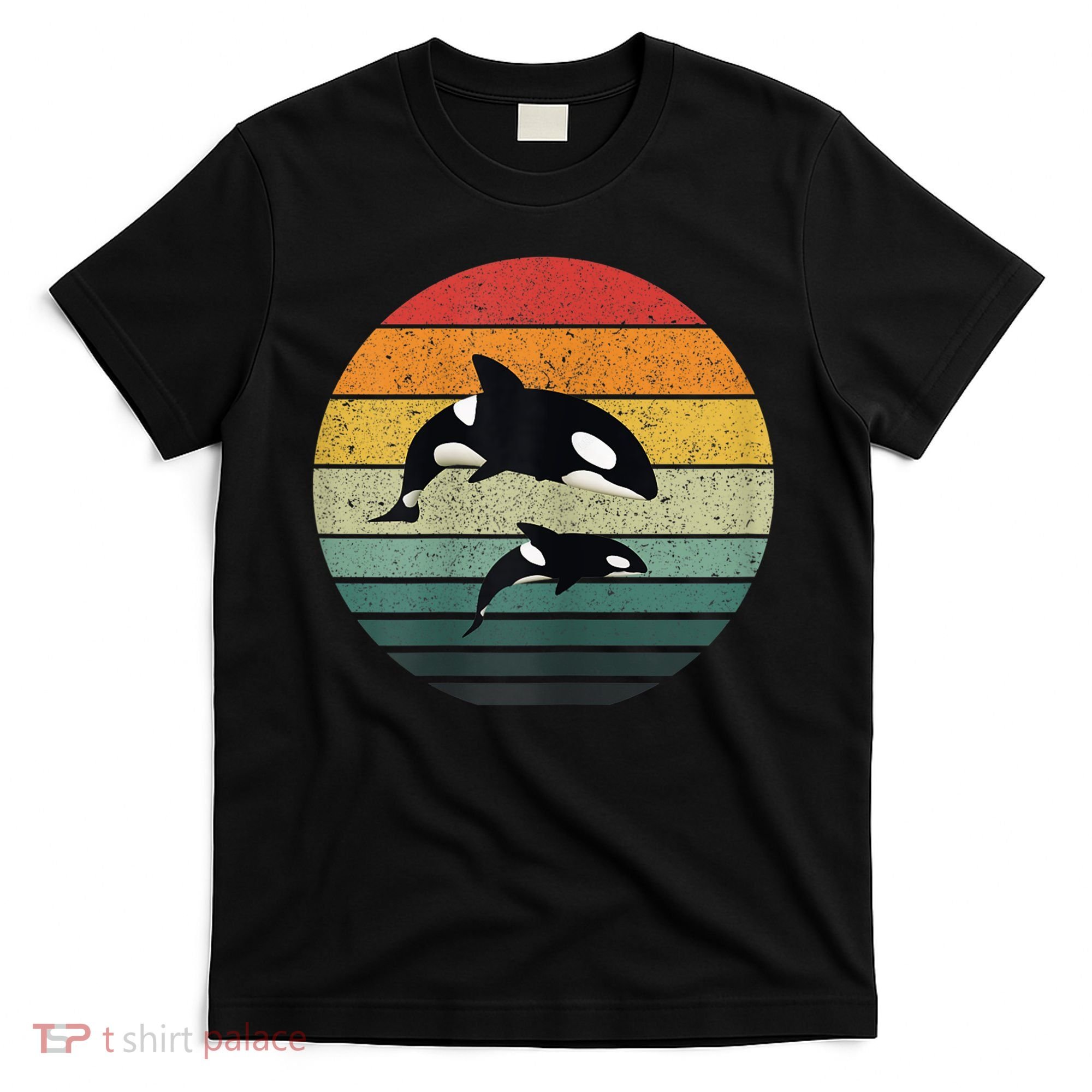 Orca Family Vintage Retro Art, Killer Whale Family T-Shirt
