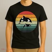 Orca Family Vintage Retro Art, Killer Whale Family T-Shirt thumb 3