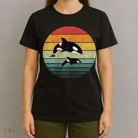 Orca Family Vintage Retro Art, Killer Whale Family T-Shirt thumb 4