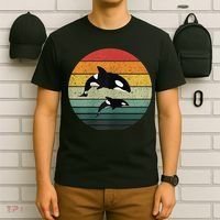 Orca Family Vintage Retro Art, Killer Whale Family T-Shirt thumb 6