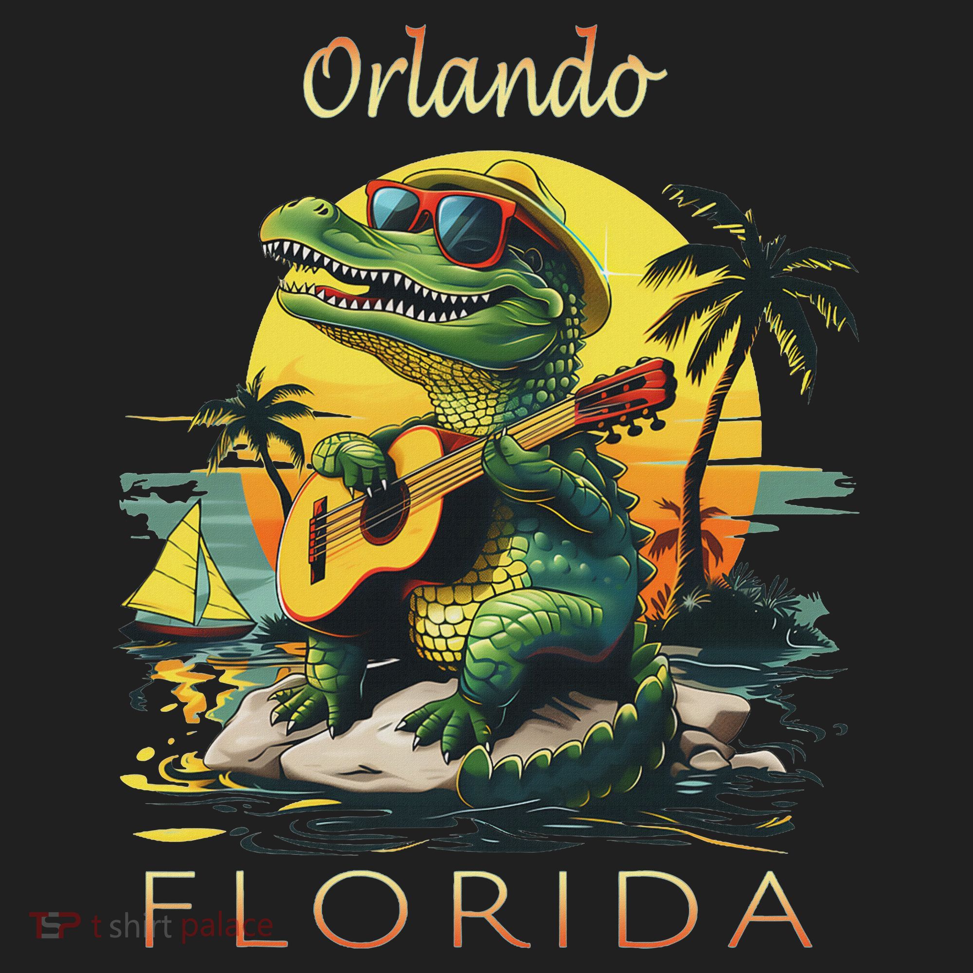 Orlando Florida Vacation Cute Alligator Sunset Souvenir Women's Sweatshirt