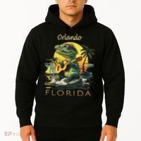 Orlando Florida Vacation Cute Alligator Sunset Souvenir Hoodie thumb 2