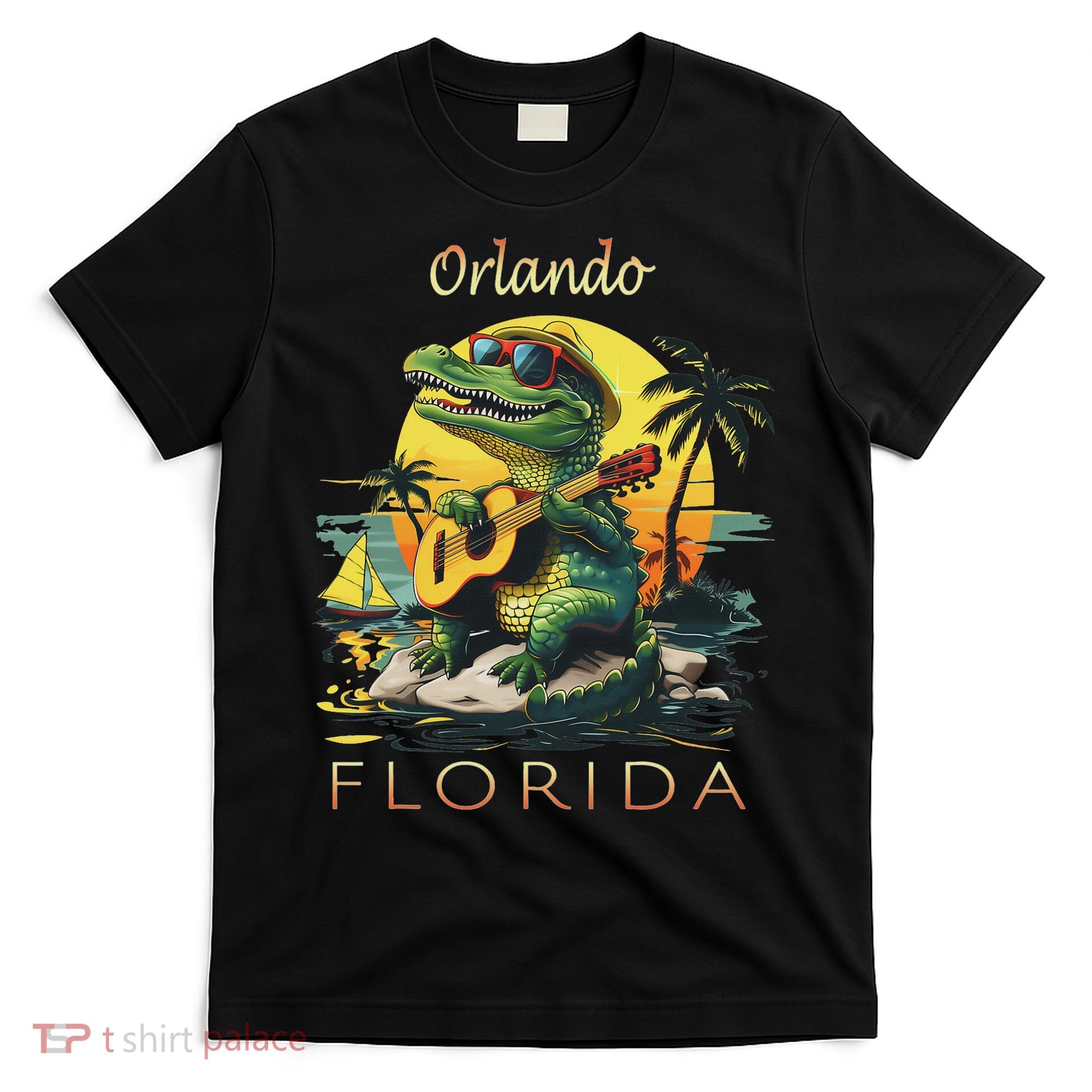 Orlando Florida Vacation Cute Alligator Sunset Souvenir T-Shirt
