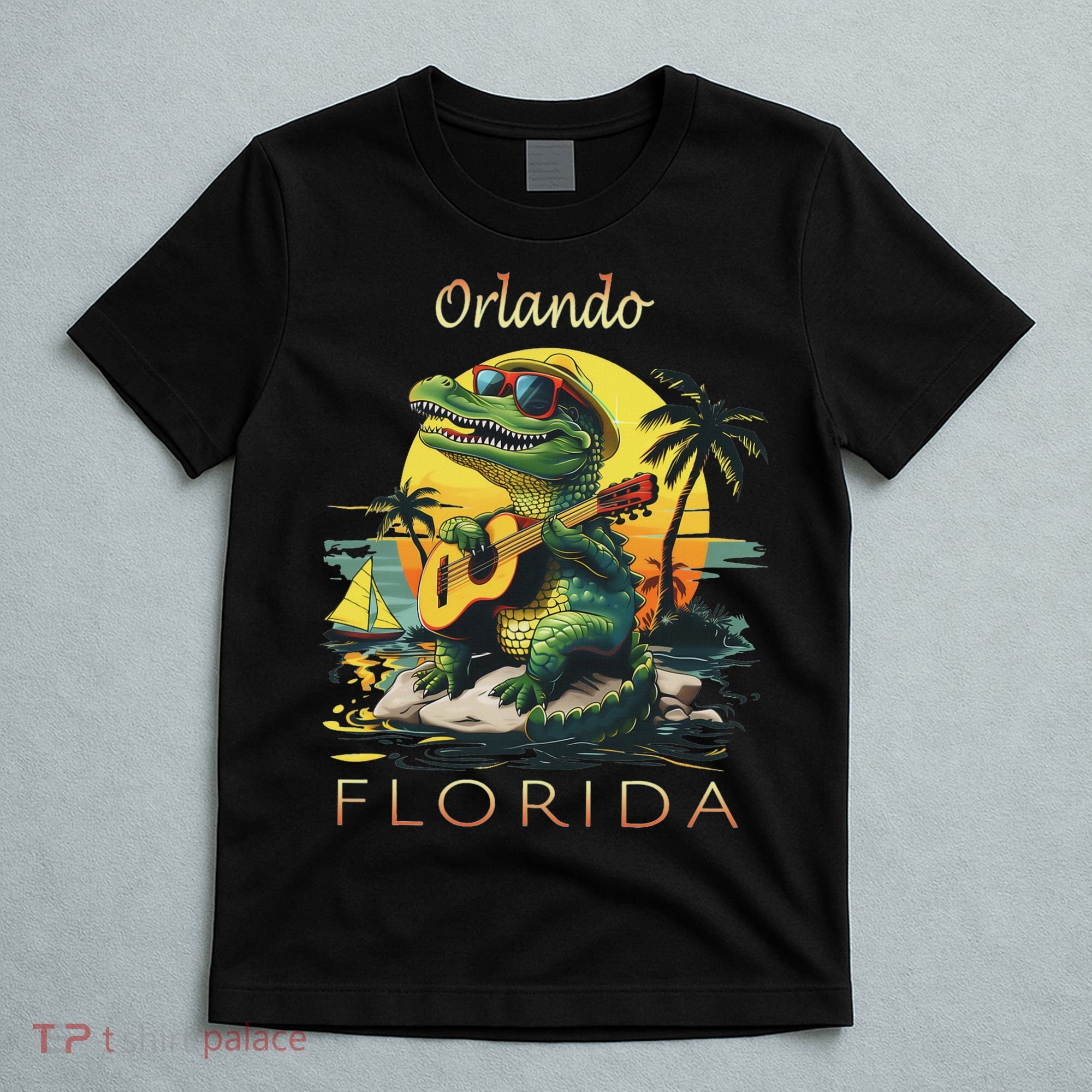 Orlando Florida Vacation Cute Alligator Sunset Souvenir T-Shirt