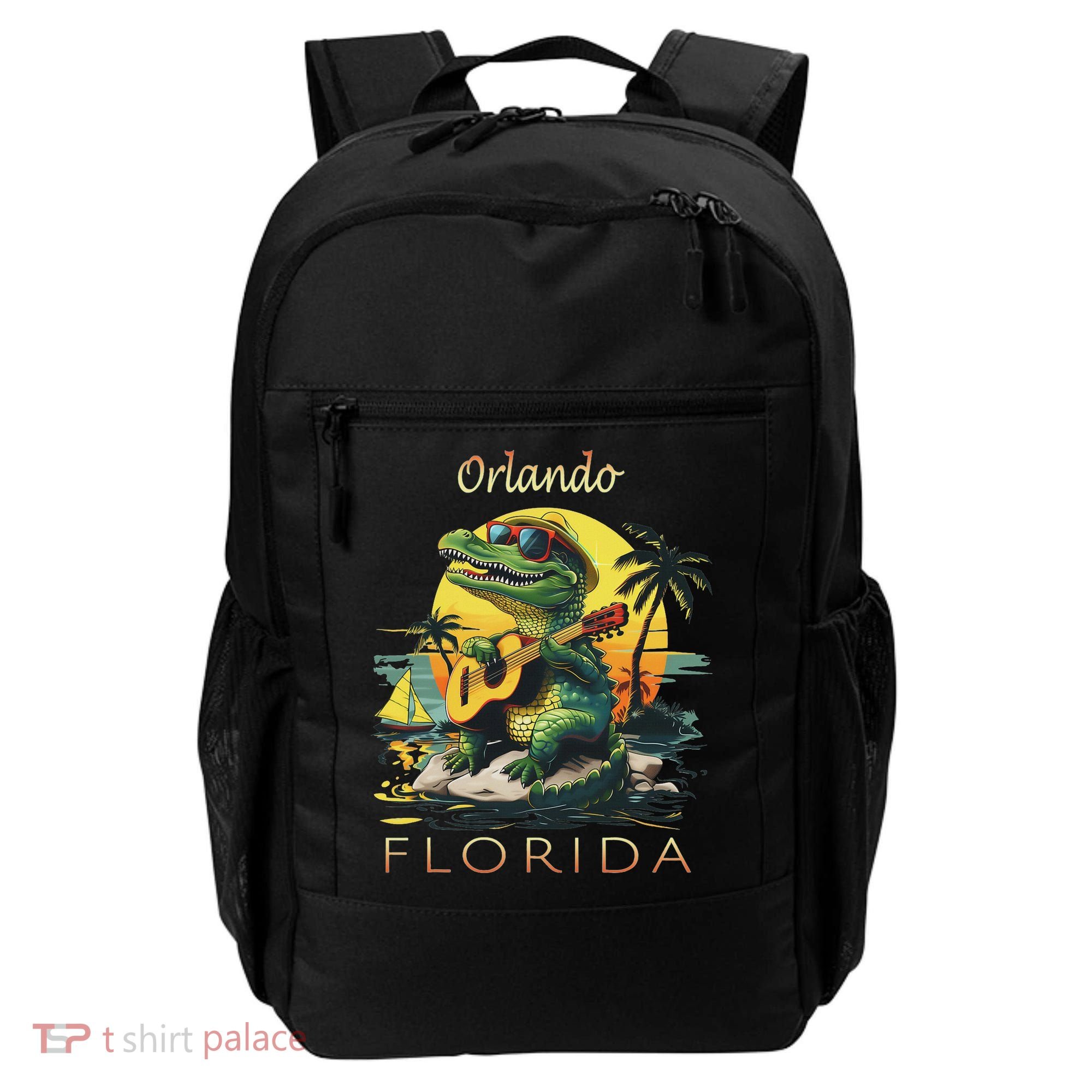 Orlando Florida Vacation Cute Alligator Sunset Souvenir Backpack