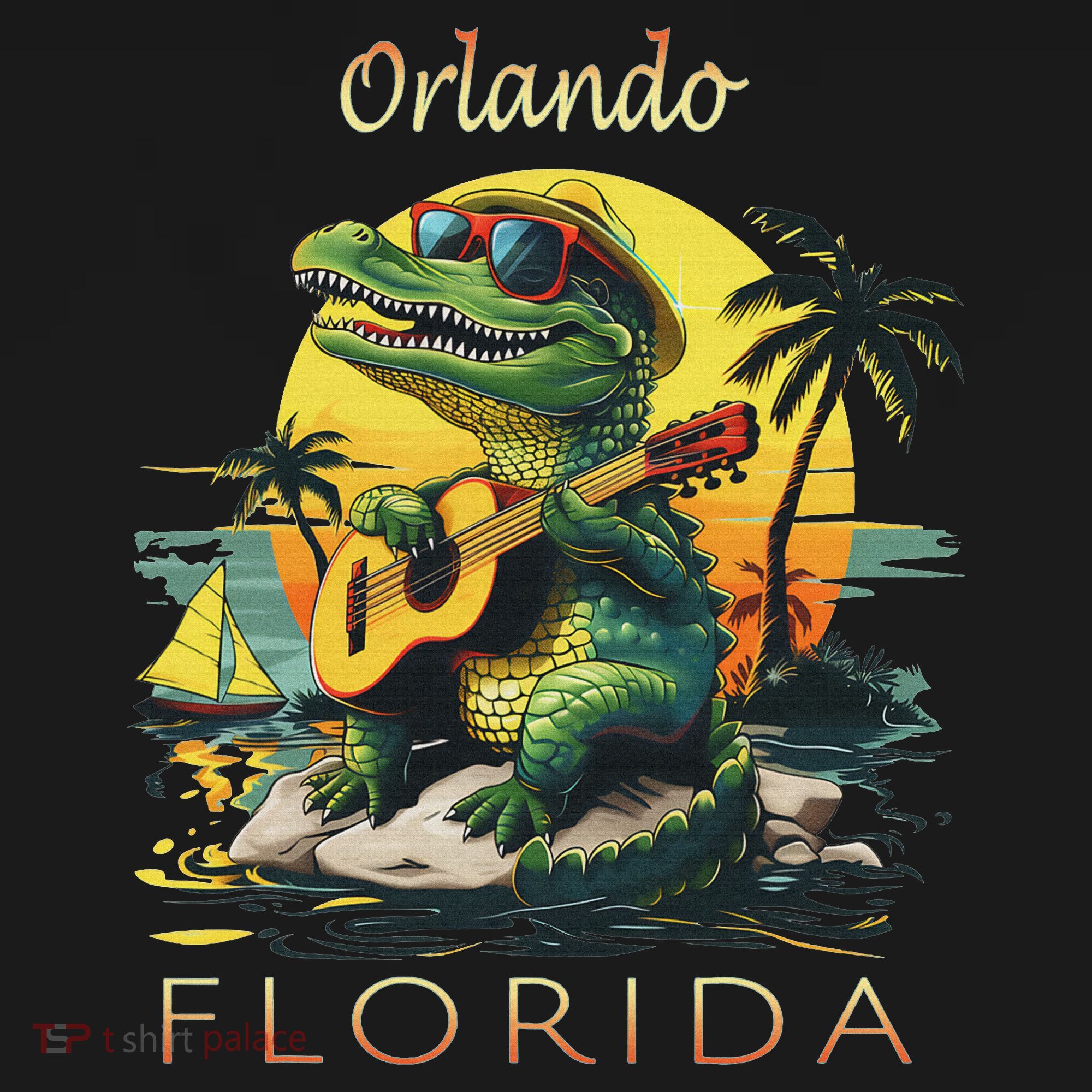 Orlando Florida Vacation Cute Alligator Sunset Souvenir Women's Hoodie