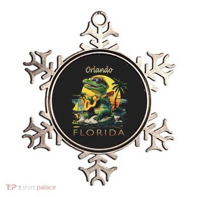 Orlando Florida Vacation Cute Alligator Sunset Souvenir Ornament